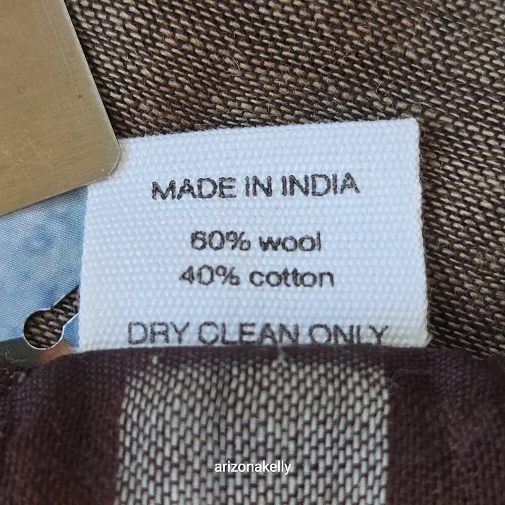 NWT Wool/Cotton Blend Lightweight Scarf Brown Tan Plaid Freeset Fabric